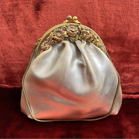 antique walborg silver leather kiss lock bag - Picture 4 of 11